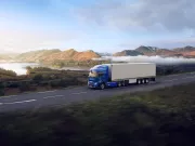 Renault Trucks E-Tech T 585 driving on a mountain road
